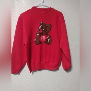 Fruit of the Loom Vintage I am Loved Bear Crewneck Sweatshirt Red Size S